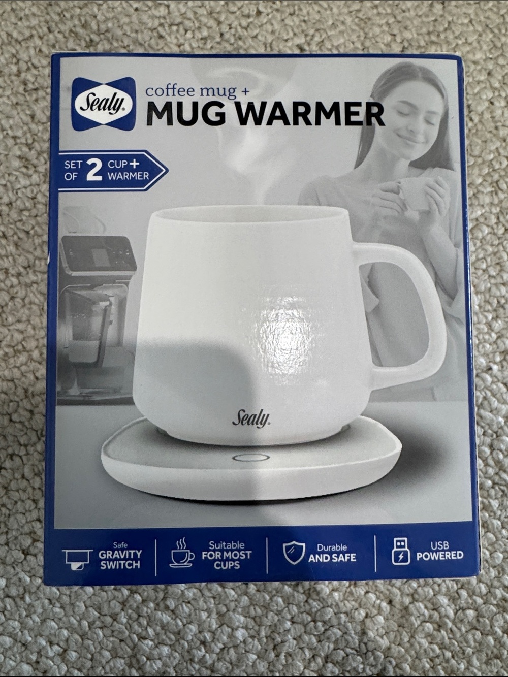 Sealy White Mug Warmer with White Coffee Mug